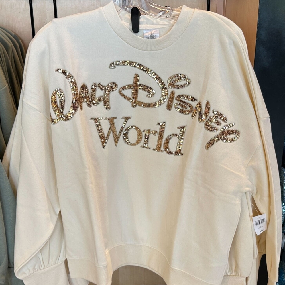 NWT - Walt Disney World Pullover - Cream - Gold Sequins - Large